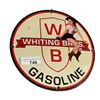 Image 1 : Vintage Whiting Bros Gasoline Porcelain On Steel Advertising Sign