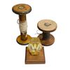 Image 2 : Assorted Vintage Collectibles, Wooden Nozzles, 24Kt Pure Gold Display, Stamp Press, Etc..