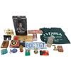Image 1 : Box Full Of Assorted Collectibles, Hip Flask, License Plate, Camera, Rotary Phone Jewelry Box, Etc..