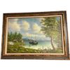 Image 1 : Framed Oil On Canvas Of Shore Scene