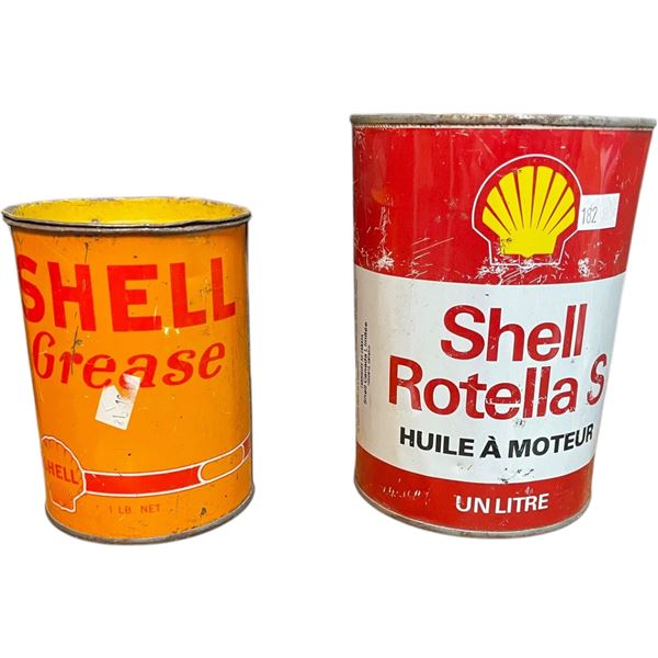 Vintage Shell Grease Tin & Vintage Shell Rotella S Tin