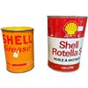 Image 1 : Vintage Shell Grease Tin & Vintage Shell Rotella S Tin
