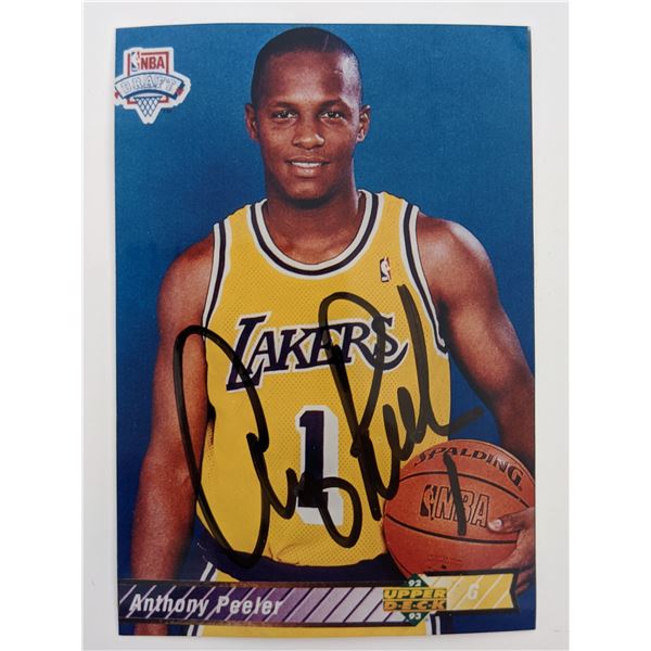 Anthony Peeler Signed Upper Deck Basketball Card Photo