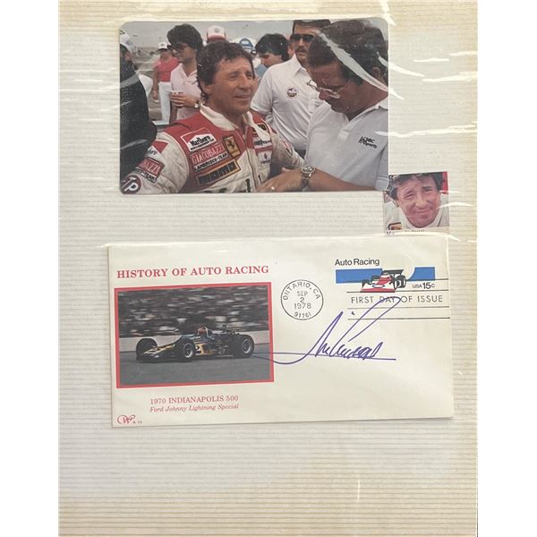 Mario Andretti signed commemorative cover. GFA Authenticated