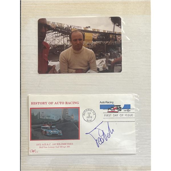Juan Manuel Fangio photo and signed commemorative cover