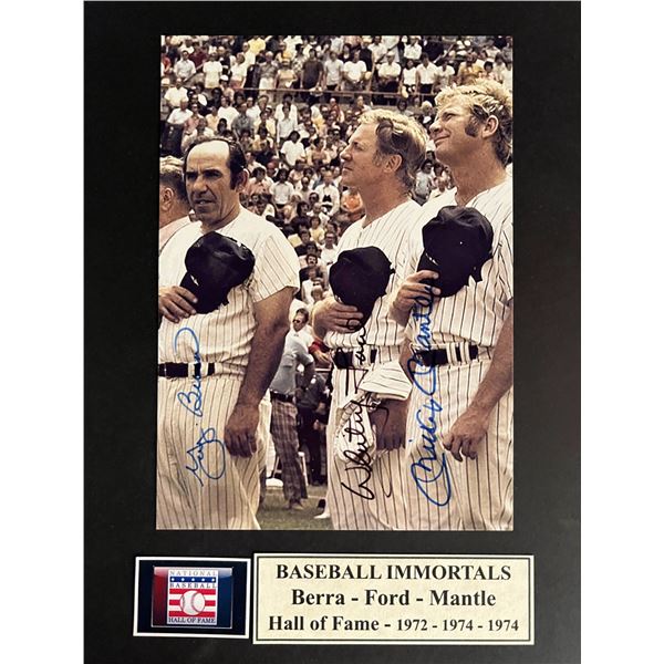 Yogi Berra, Mickey Mantle and Whitey Ford signed photo