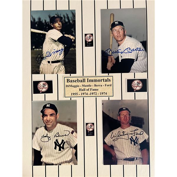 Joe DiMaggio, Whitey Ford, Yogi Berra and Mickey Mantle signed photo