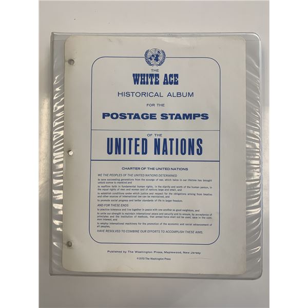 White Ace Historical Postage Stamp Album Of The United Nations.  187 page album of United Nations po