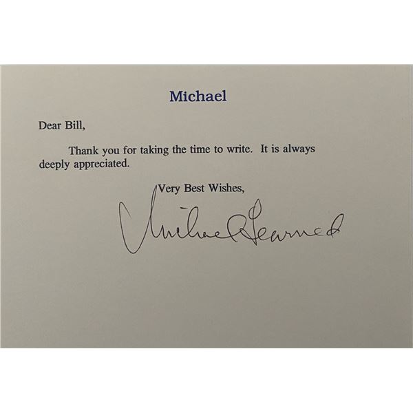 The Waltons Michael Learned Signed Note. 5x7 inches
