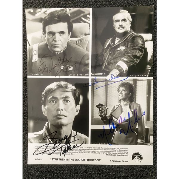 Star Trek III: The Search for Spock signed cast photo autographed by Walter Koenig, James Doohan, Ge
