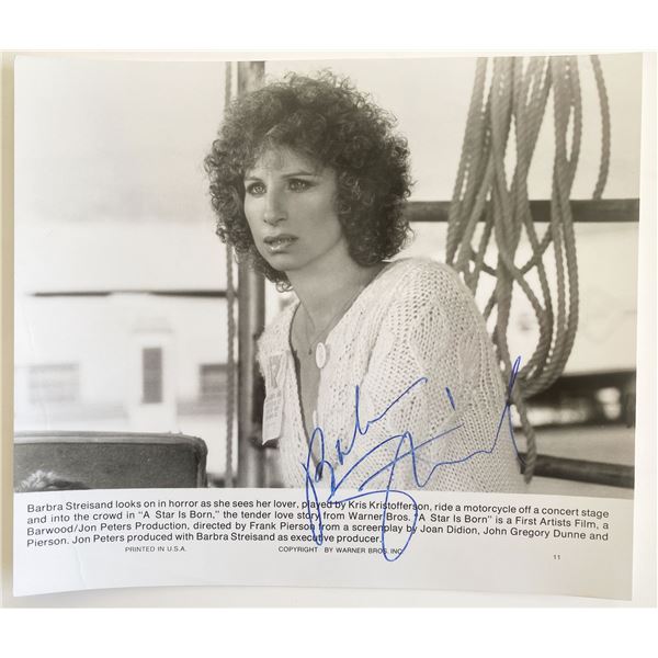 A Star Is Born signed movie photo autographed by Barbra Streisand. 8x10 inches