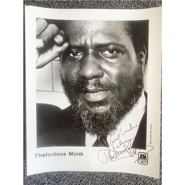 Thelonius Monk signed photo. 8x10 inches