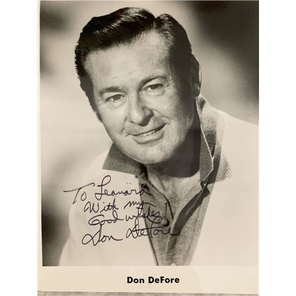 Don DeFore signed photo. 8x10 inches