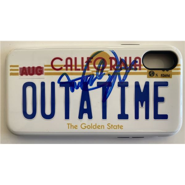 Michael J. Fox signed Back to the Future license plate iPhone case.3x6 inches