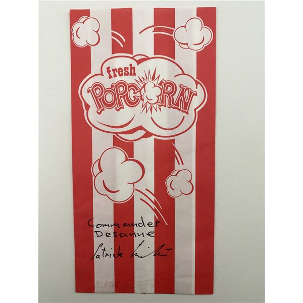 Star Wars Commander Desanne Patrick Ginter signed popcorn bag. 4x7 inches