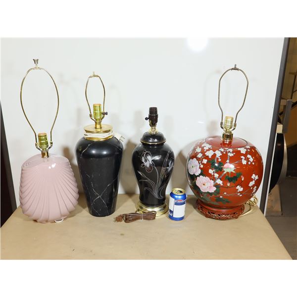 LOT DE 4 LAMPES DE TABLE (SANS ABAT JOUR)