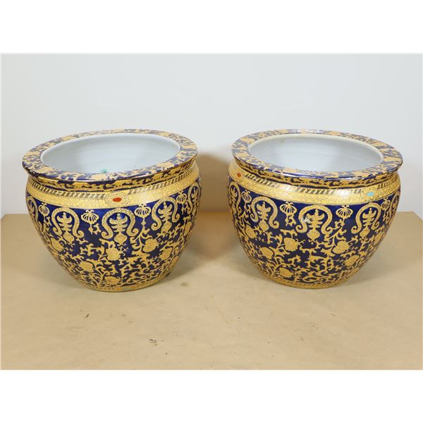 LOT DE 2 POTS EN CÉRAMIQUE DÉCORATIVE 12"x10"