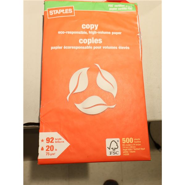 LOT:6 PKGS DE PAPIER BLANC (500 FEUILLES 8-1/2"x14")