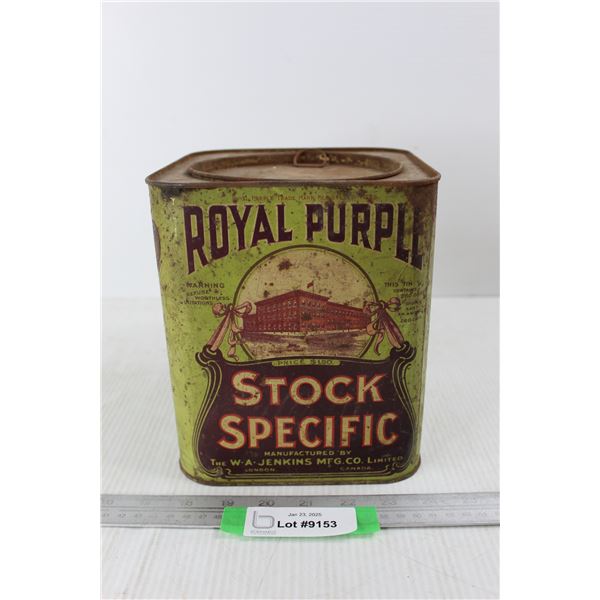 Vintage Royal Purple Stock Specific Tin w/ Original Price