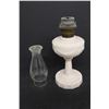 Image 4 : Aladdin Lincoln Drape Milk Glass Kerosene Lamp w/ Chimney- 22.5'' Tall Burner Hanger needs Repair