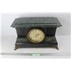 Image 1 : Vintage Mantle Clock w/ Key, 16.5'' x 6.5'' x 11'' - As Is