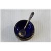 Image 3 : (2) Sterling Silver Open Salts - (1) Blue Colbalt