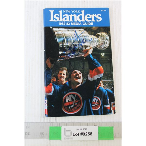 New York Islanders 1982-83 Autographed Media Guide by Arbour - Consignor Says Authentic - COA Availa