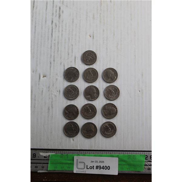 (13) 1960s US Quarter Dollar Coins