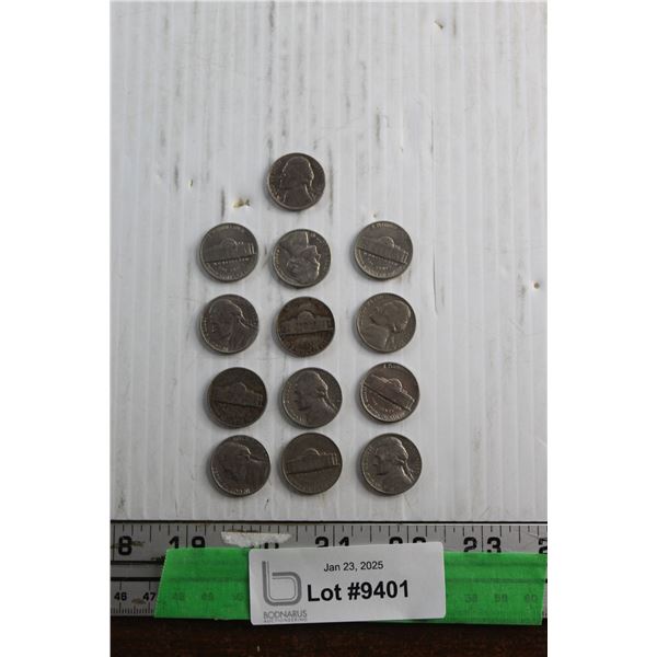 (13) 1960s US 5 Cents Coins