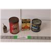 Image 1 : (4) Vintage Tin Containers- Blue Ribbon, McLaren's, Planters, Oil Dropper