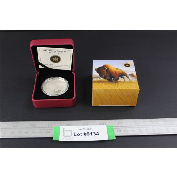 ^2013 Royal Canadian Mint The American Bison Master Of The Prairie Wind $100 Fine Silver Coin