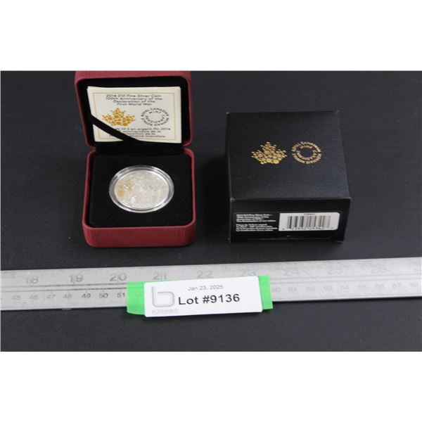 ^2014 Royal Canadian Mint 100th Anniversary Of The Declaration Of War $10 Fine Silver Coin