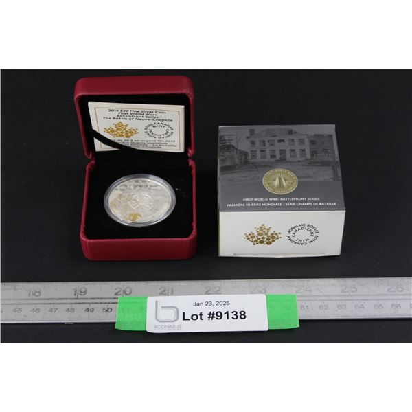 ^2015 Royal Canadian Mint Battlefront Series, The Battle Of Neuve- Chapelle $20 Fine Silver Coin