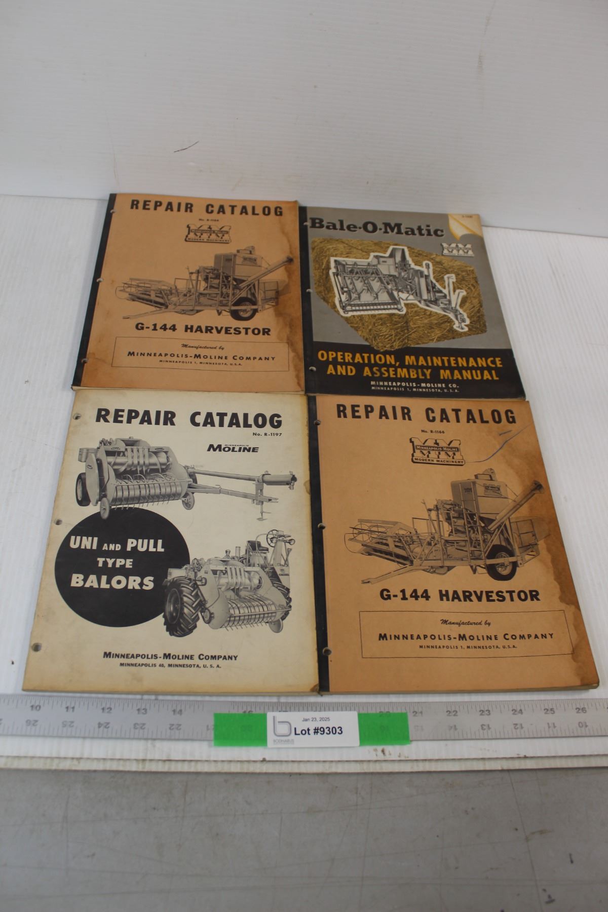 (4) MinneapolisMoline 1950's Implement Repair Catalog Bodnarus