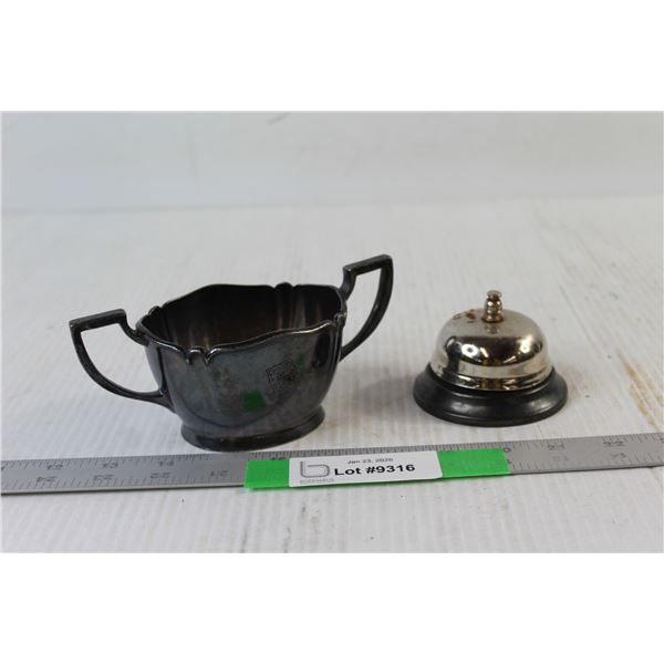 Canadian National Silver Plated Sugar Bowl, Desk Bell