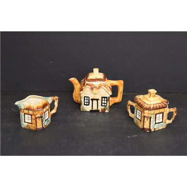Cottage Ware - Teapot (Small Crack), Keele St. Pottery  Handpainted Creamer and Sugar Bowl