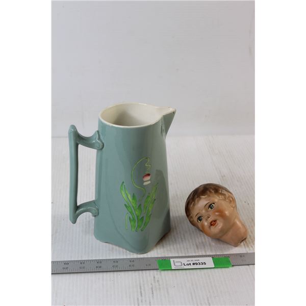 Porcelain Doll Head, Porcelain Pitcher