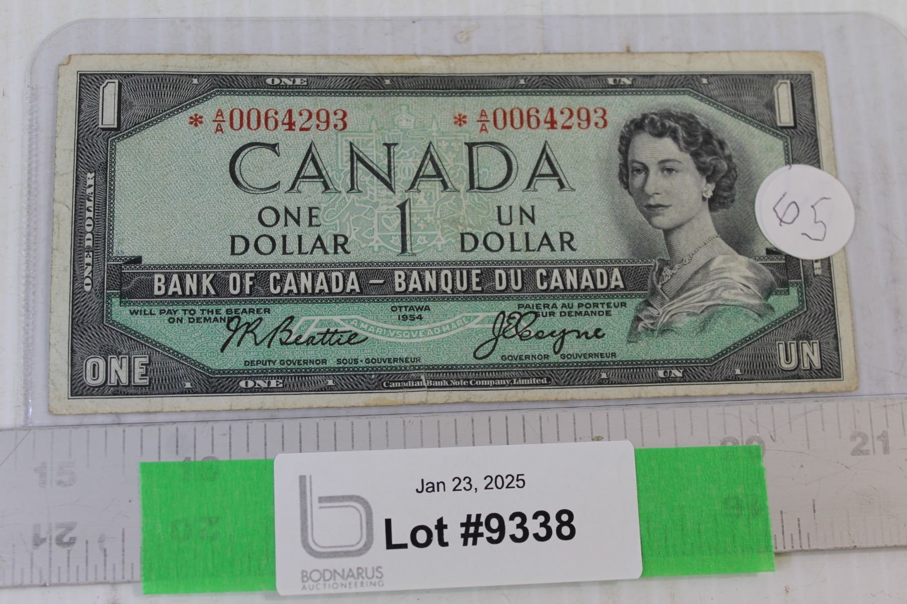 Canadian One Dollar Bill 1954 Bodnarus Auctioneering canadian-one-dollar-bill-1954-bodnarus-auctioneering