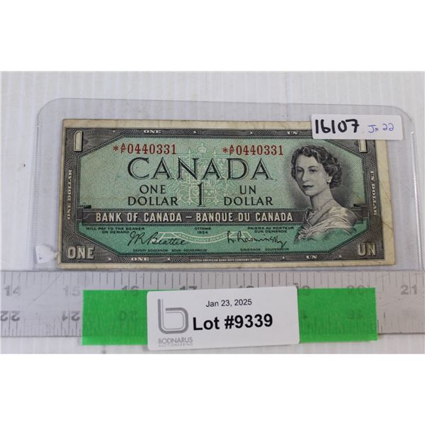 Canadian One Dollar Bill - 1954