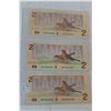 Image 5 : (3) Canadian Two Dollar Bills - 1986