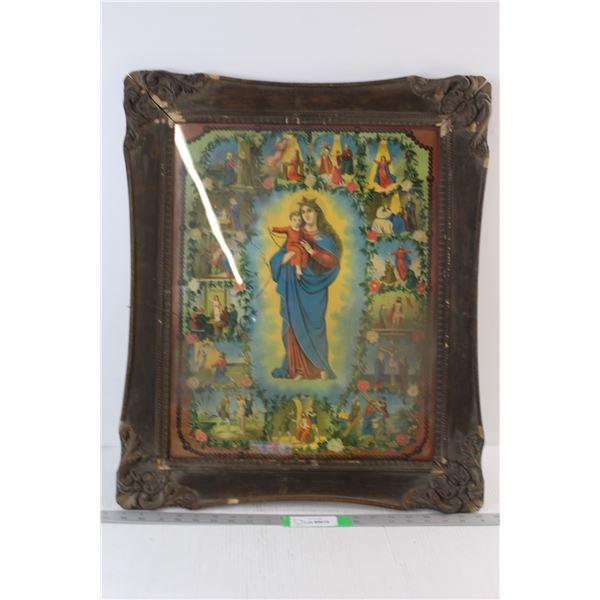 Framed Religious Picture - 25" x 21"