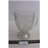 Image 1 : Iris & Herringbone Footed Glass Pitcher 8.5" Tall