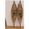 Image 1 : Pair Vintage Wood Framed Snowshoes 57" Length with Leather Strapping