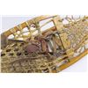 Image 4 : Pair Vintage Wood Framed Snowshoes 57" Length with Leather Strapping