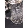 Image 2 : Domey Glass Etched Football Theme Beer Stein w/Pewter Top - 7" Tall