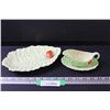 Image 1 : Carltonware Lettuce & Tomato Style Set: Gravy Boat w/Plate & Serving Plate