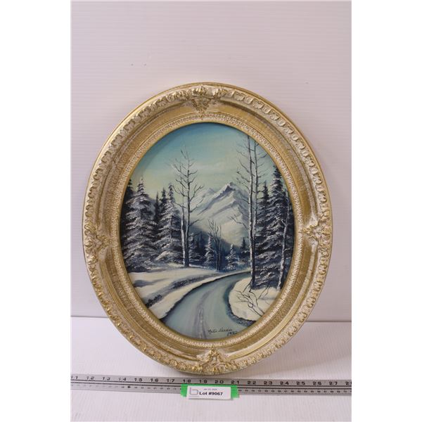 Nettie Harder Painting in Oval Frame - 18" x 14"
