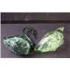 Image 4 : (2) Alta Glass Swans - 8" & 6" Tall