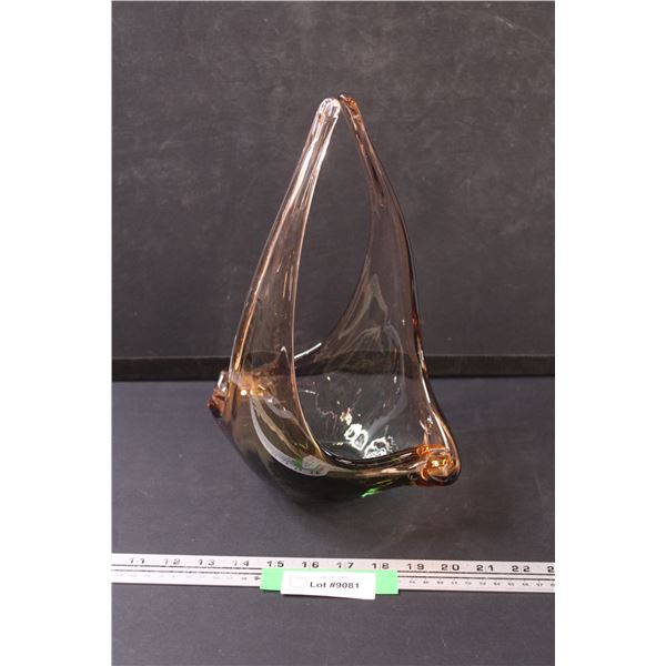 Chalet Style Peach & Green Art Glass - 13" Tall