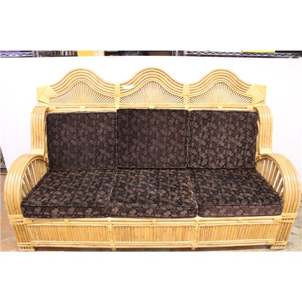 * Rattan Sofa w/Cushions - 74" x 32" x 45"